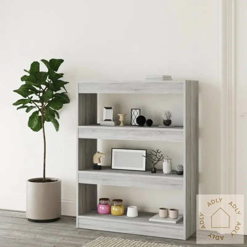 Bokhylle/Romdeler Grå Sonoma Eik 80X30X103 Cm Konstruert Tre