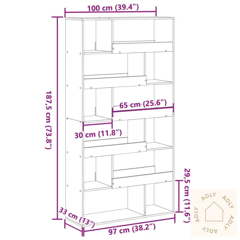 Bokhylle Hvit 100X33X187,5 Cm Konstruert Tre
