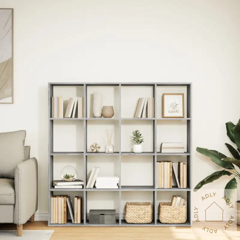 Bokhylle Grå Sonoma 137,5X29X137,5 Cm Konstruert Tre