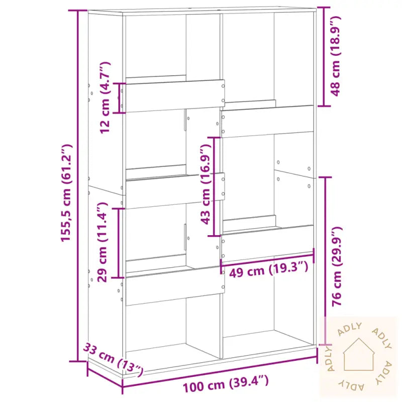 Bokhylle Svart 100X33X155,5 Cm Konstruert Tre