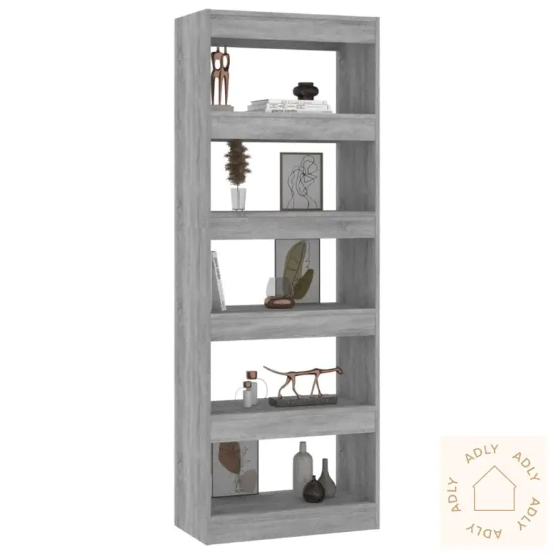 Bokhylle/Romdeler Betonggrå 60X30X166 Cm Konstruert Tre