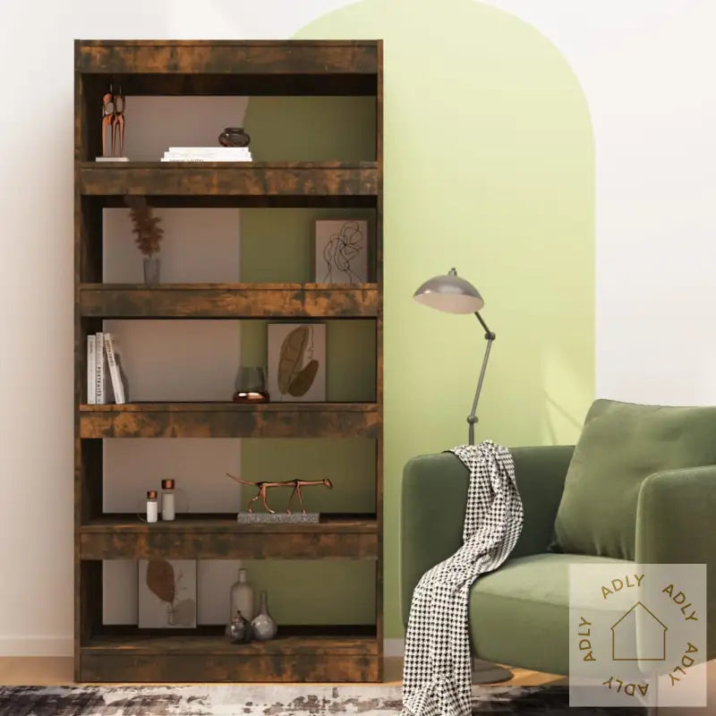 Bokhylle/Romdeler Røkt Eik 80X30X166 Cm Konstruert Tre