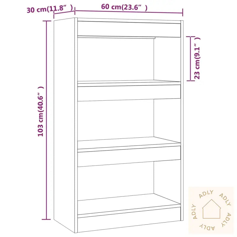 Bokhylle/Romdeler Svart 60X30X103 Cm Konstruert Tre
