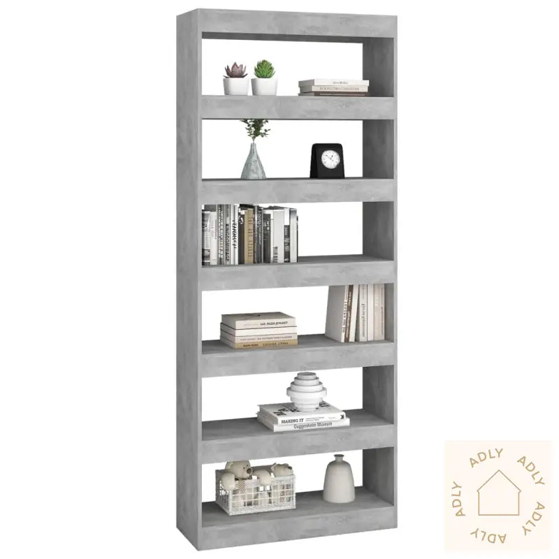 Bokhylle/Romdeler Betonggrå 80X30X198 Cm Konstruert Tre