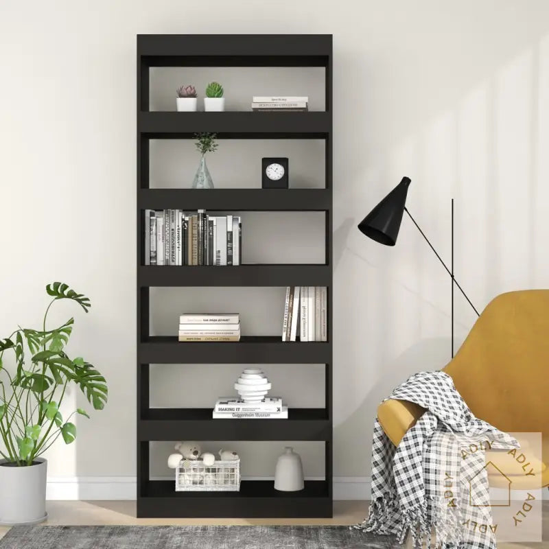 Bokhylle/Romdeler Svart 80X30X198 Cm Konstruert Tre