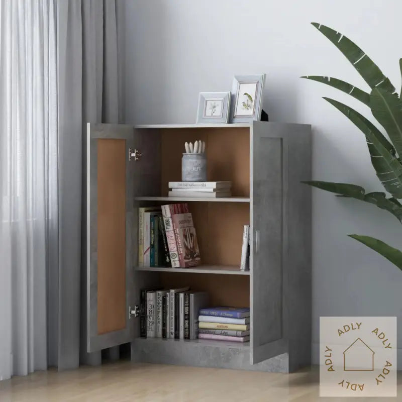 Bokhylle Betonggrå 82,5X30,5X115 Cm Konstruert Tre