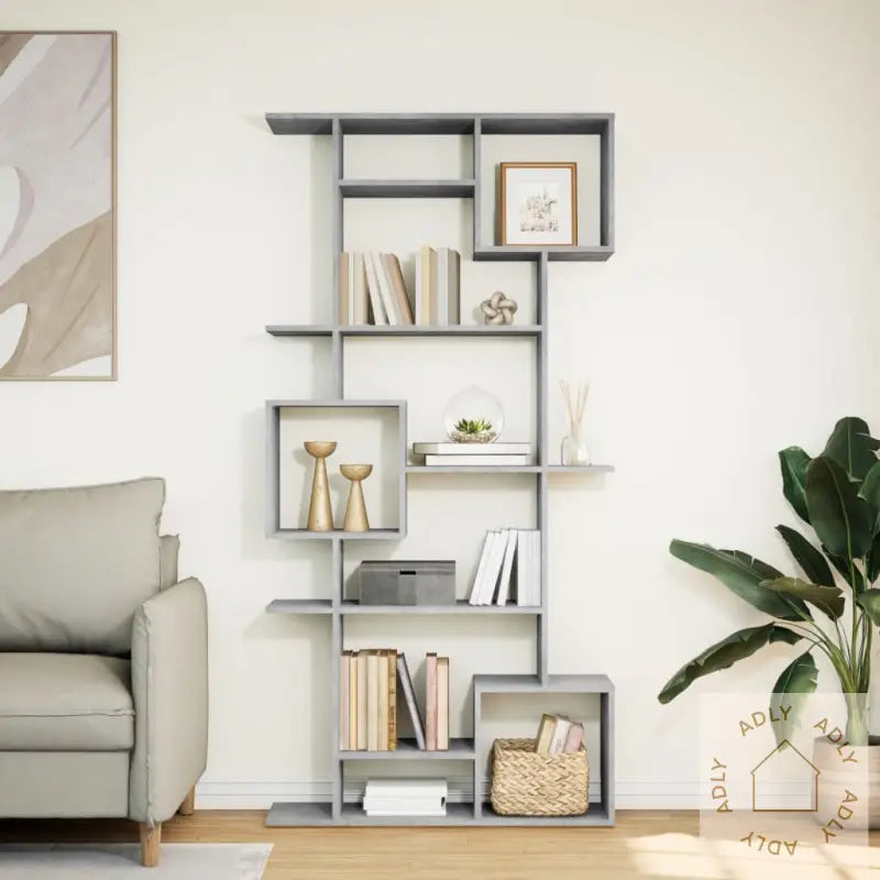 Bokhylle Betonggrå 92X29X188 Cm Konstruert Tre