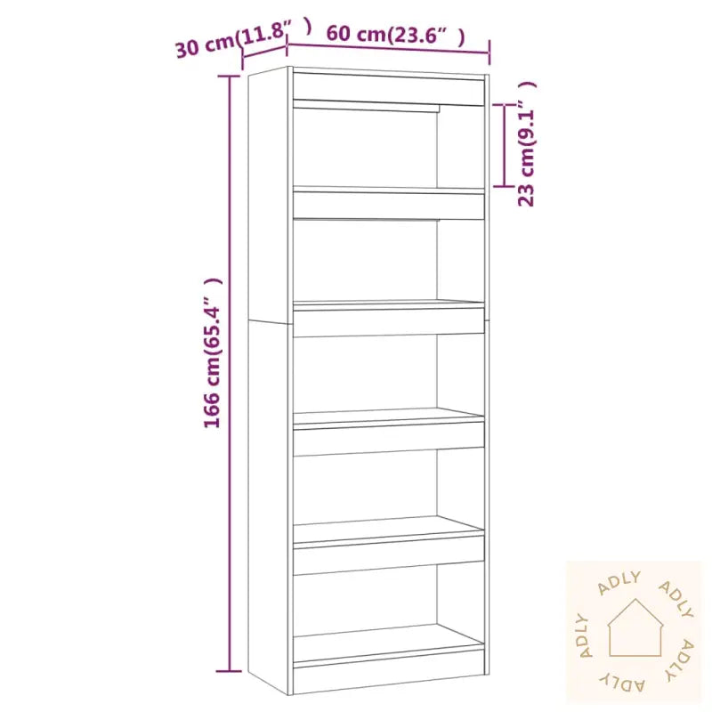 Bokhylle/Romdeler Hvit 60X30X166 Cm Konstruert Tre