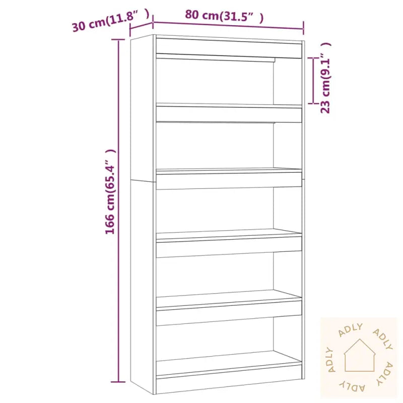 Bokhylle/Romdeler Røkt Eik 80X30X166 Cm Konstruert Tre