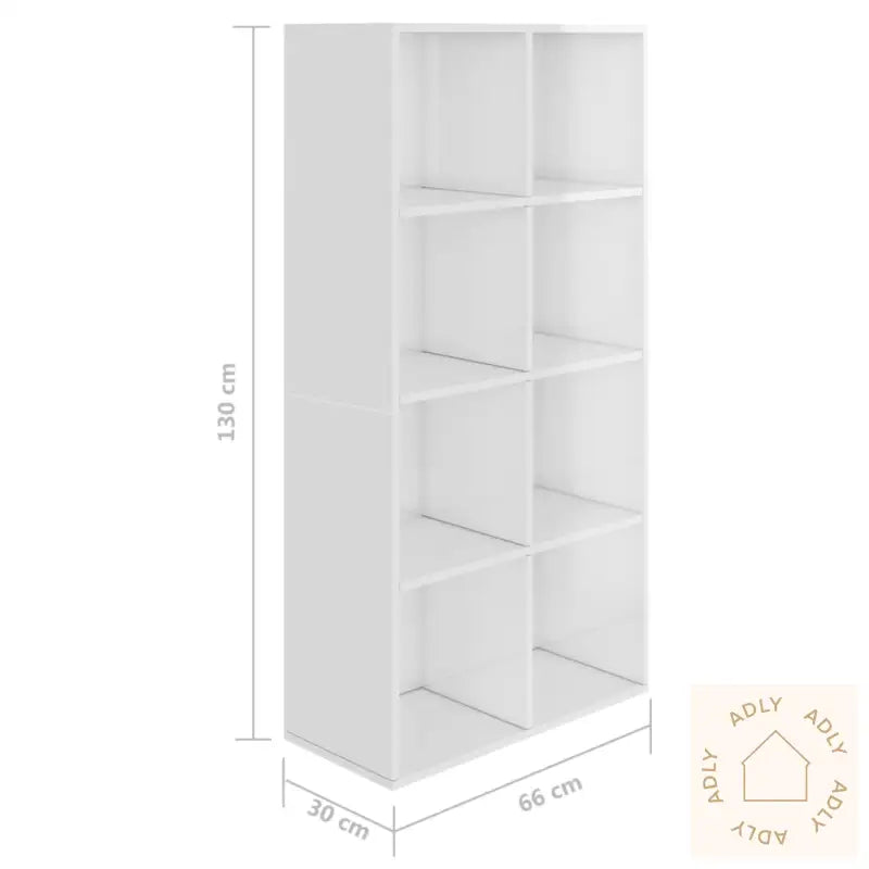 Bokhylle/Skjenk Høyglans Hvit 66X30X130 Cm Sponplate
