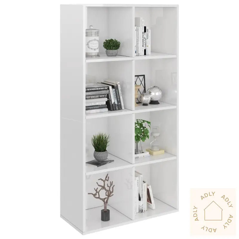 Bokhylle/Skjenk Høyglans Hvit 66X30X130 Cm Sponplate