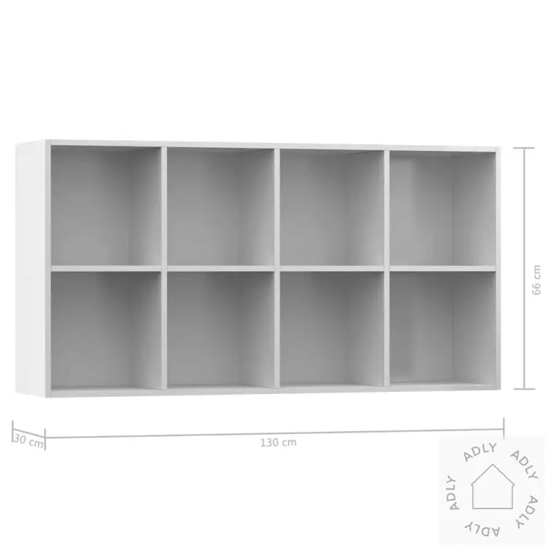 Bokhylle/Skjenk Høyglans Hvit 66X30X130 Cm Sponplate