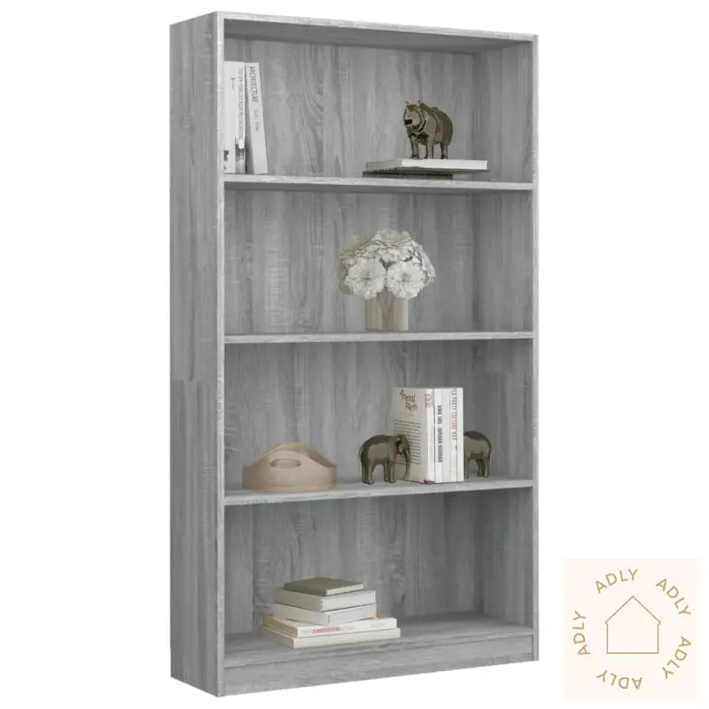 Bokhylle 4 Etasjer Grå Sonoma 80X24X142 Cm Konstruert Tre