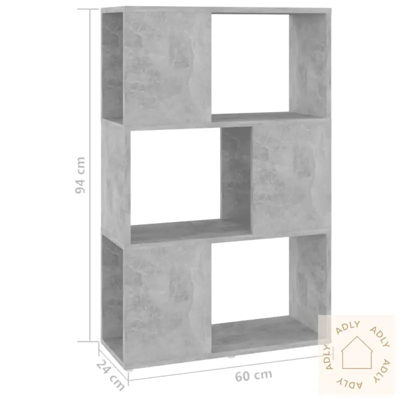 Bokhylle/Romdeler Betonggrå 60X24X94 Cm Konstruert Tre