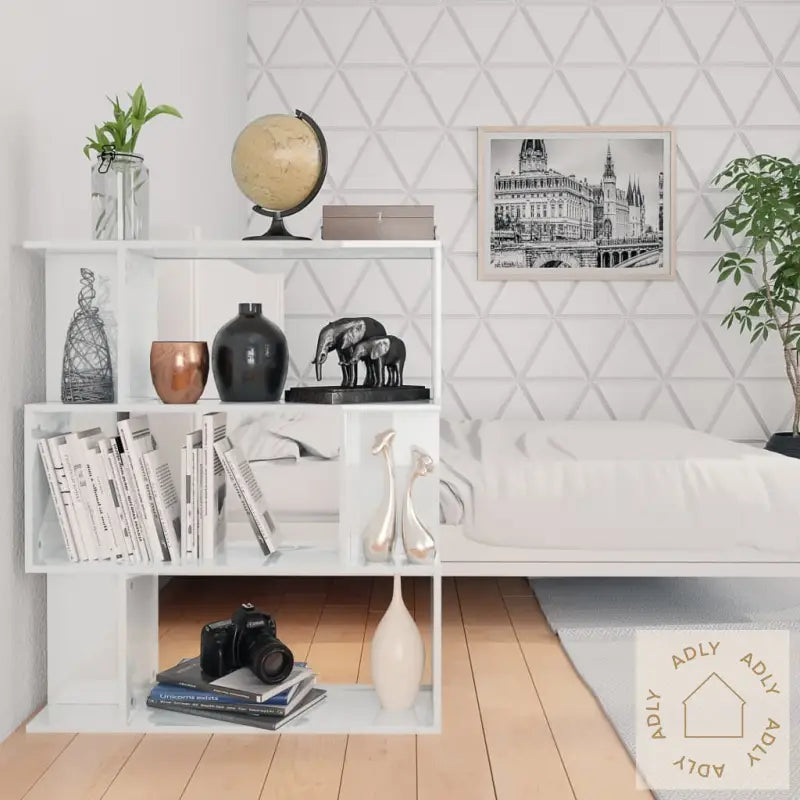 Bokhylle/Romdeler Hvit Høyglans 80X24X96 Cm