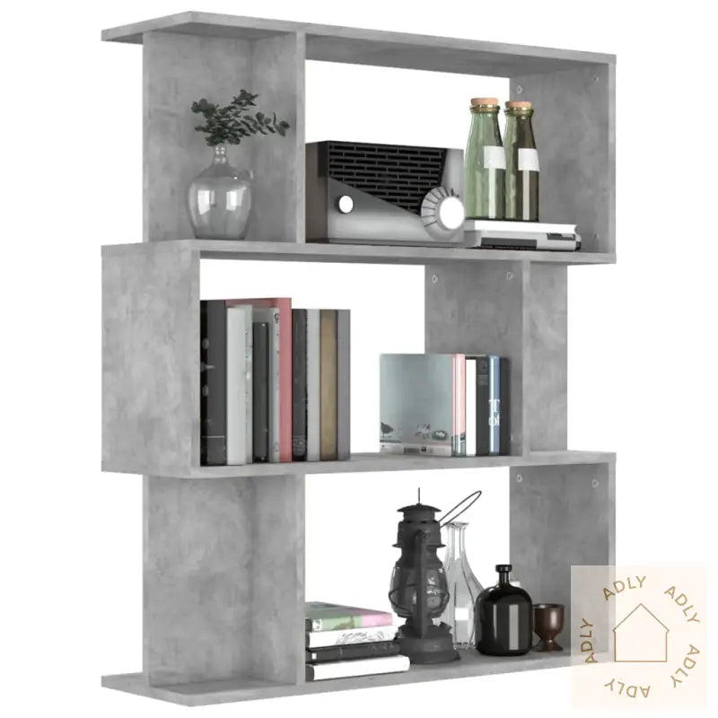 Bokhylle/Romdeler Betonggrå 80X24X96 Cm Konstruert Tre