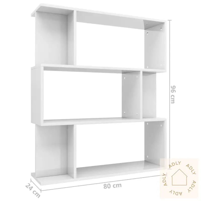 Bokhylle/Romdeler Hvit Høyglans 80X24X96 Cm