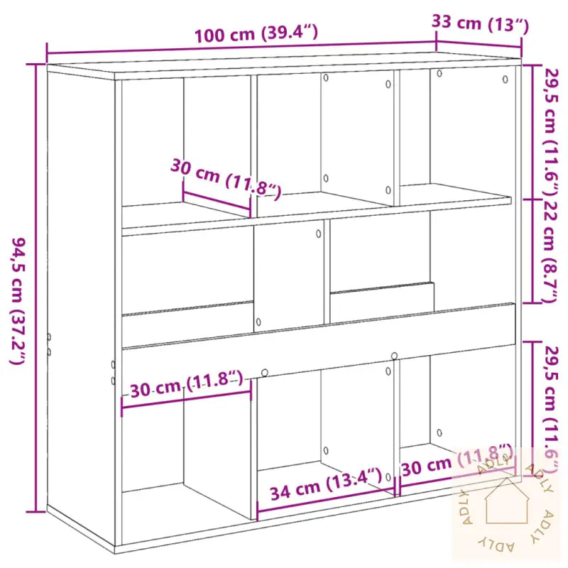 Bokhylle/Romdeler Svart 100X33X94,5 Cm