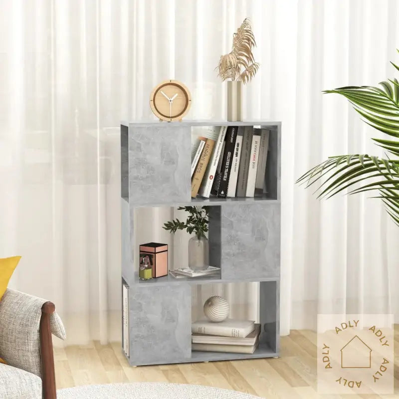 Bokhylle/Romdeler Betonggrå 60X24X94 Cm Konstruert Tre