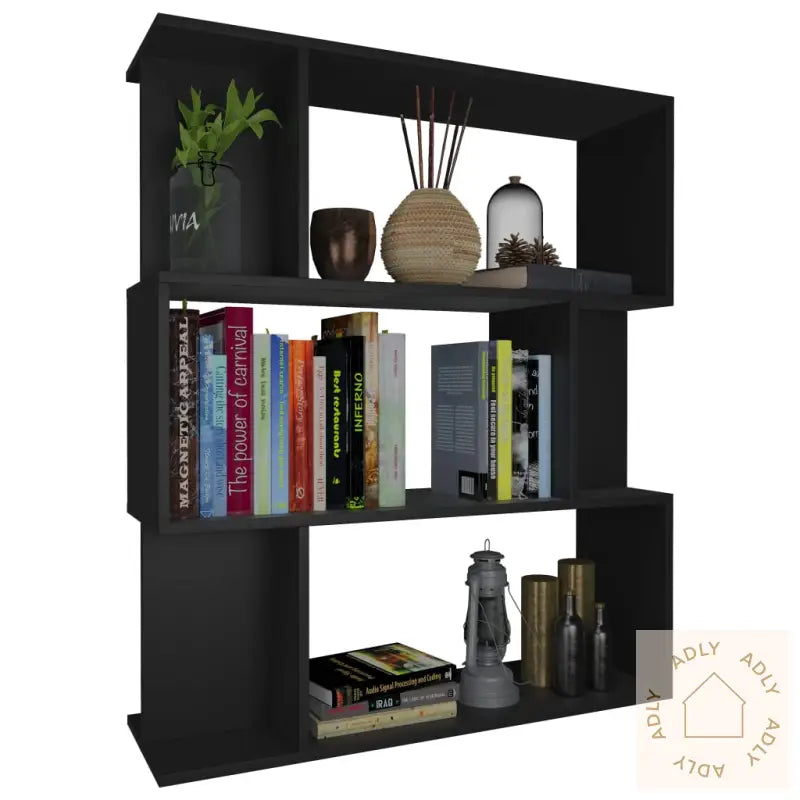 Bokhylle/Romdeler Svart 80X24X96 Cm Konstruert Tre