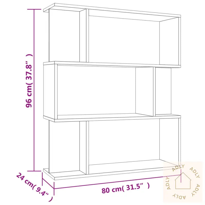 Bokhylle/Romdeler Betonggrå 80X24X96 Cm Konstruert Tre