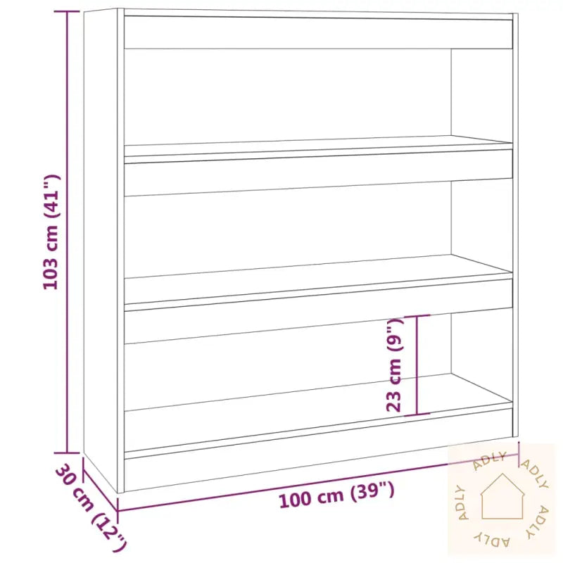 Bokhylle/Romdeler Røkt Eik 100X30X103 Cm