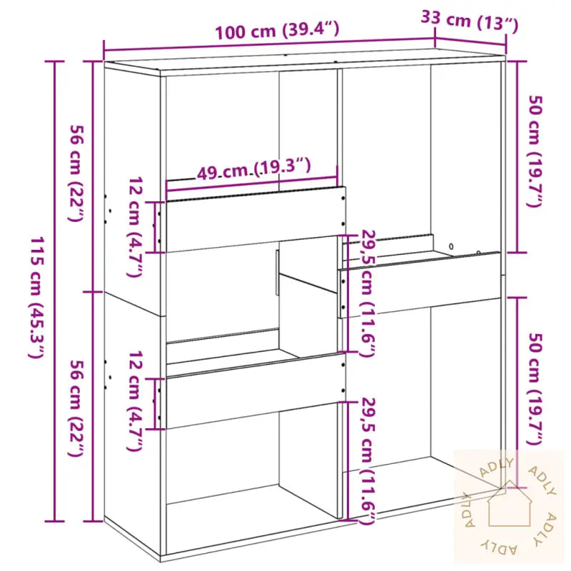 Bokhylle/Romdeler Gammelt Tre 100X33X115 Cm