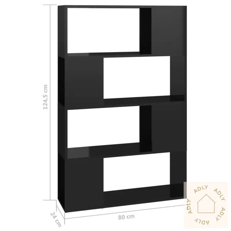 Bokhylle/Romdeler Høyglans Svart 80X24X124,5 Cm