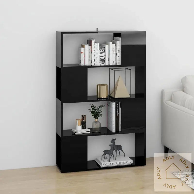 Bokhylle/Romdeler Høyglans Svart 80X24X124,5 Cm