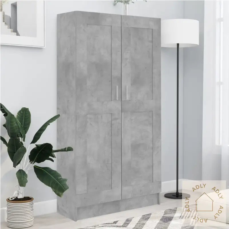 Bokhylle Betonggrå 82,5X30,5X150 Cm Konstruert Tre