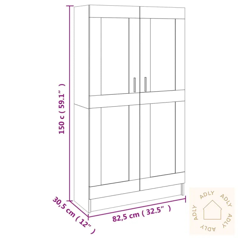 Bokhylle Betonggrå 82,5X30,5X150 Cm Konstruert Tre