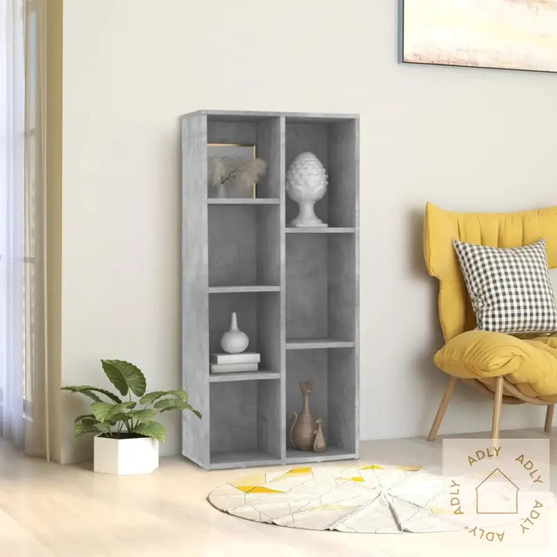 Bokhylle Betonggrå 50X25X106 Cm Konstruert Tre