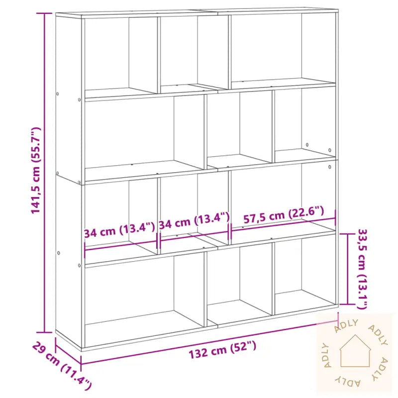 Bokhylle Røkt Eik 132X29X141,5 Cm Konstruert Tre
