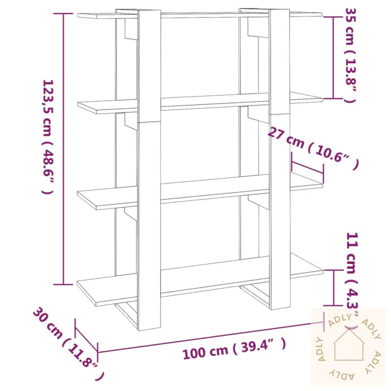 Bokhylle/Romdeler Svart 100X30X123,5 Cm