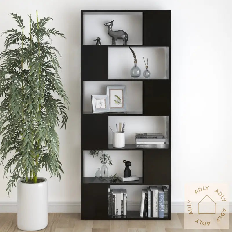 Bokhylle/Romdeler Svart 80X24X186 Cm Konstruert Tre