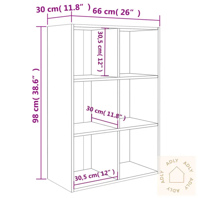 Bokhylle/Skjenk Hvit 66X30X98 Cm Konstruert Tre