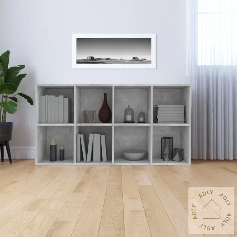 Bokhylle/Skjenk Betonggrå 66X30X130 Cm Konstruert Tre