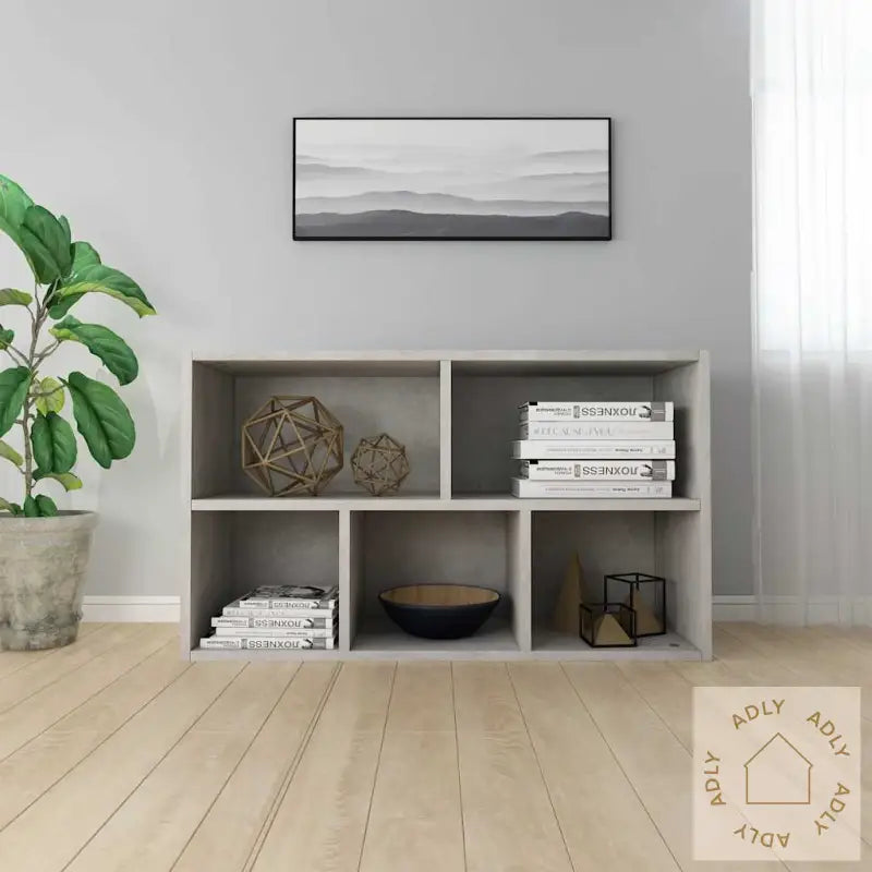 Bokhylle/Skjenk Betonggrå 50X25X80 Cm Konstruert Tre