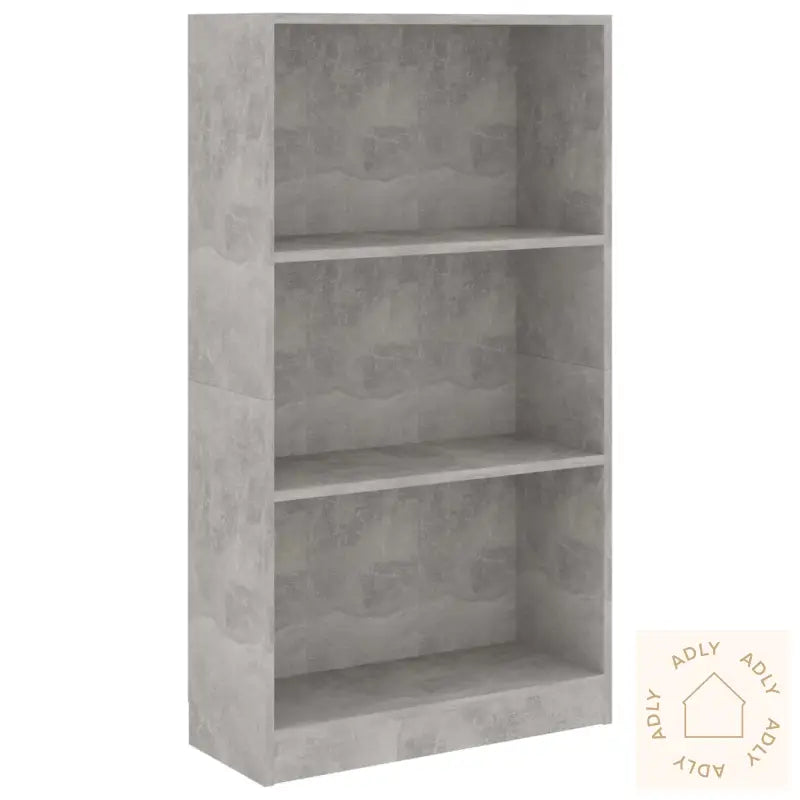 Bokhylle 3 Nivåer Betonggrå 60X24X109 Cm Konstruert Tre