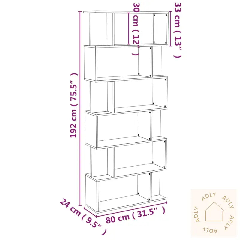 Bokhylle/Romdeler Brun Eik 80X24X192 Cm Konstruert Tre