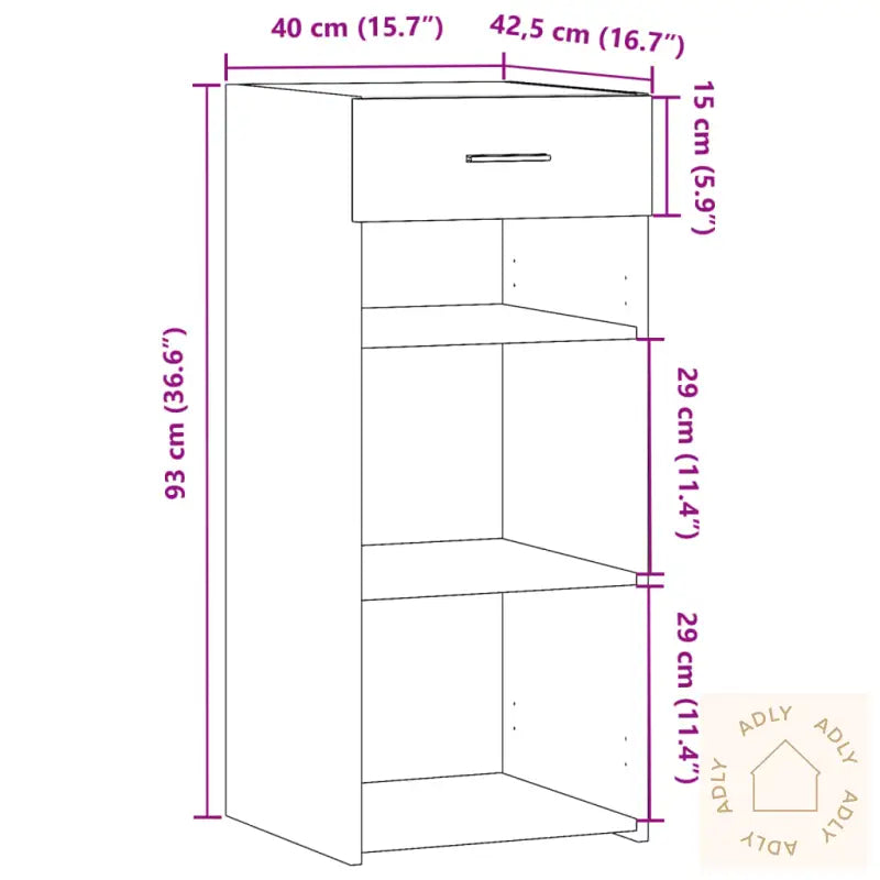 Skjenk Brun Eik 40X42,5X93 Cm Konstruert Tre