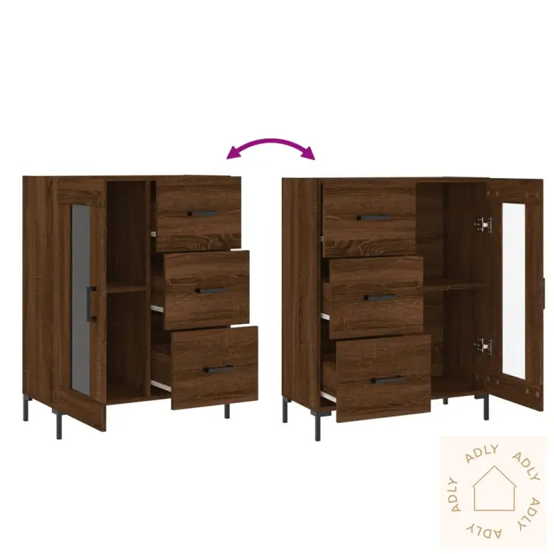 Skjenk Brun Eik 69,5X34X90 Cm Konstruert Tre