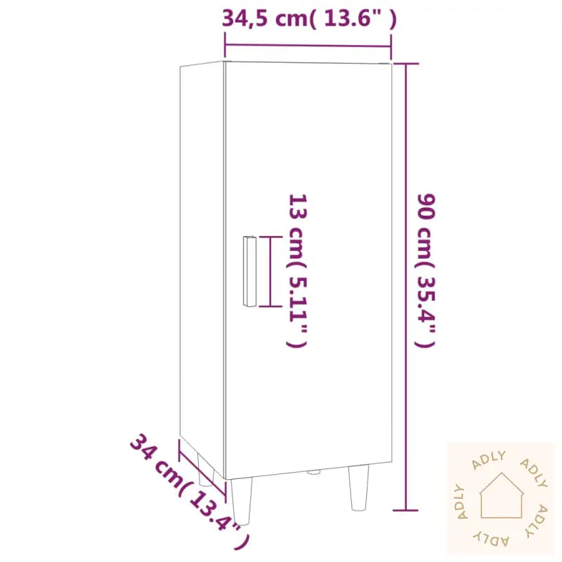 Skjenk Brun Eik 34,5X34X90 Cm Konstruert Tre