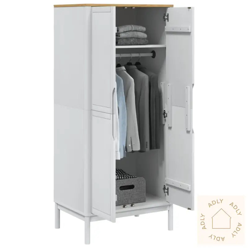 Garderobe Floro Hvit 77X53X171 Cm Heltre Furu