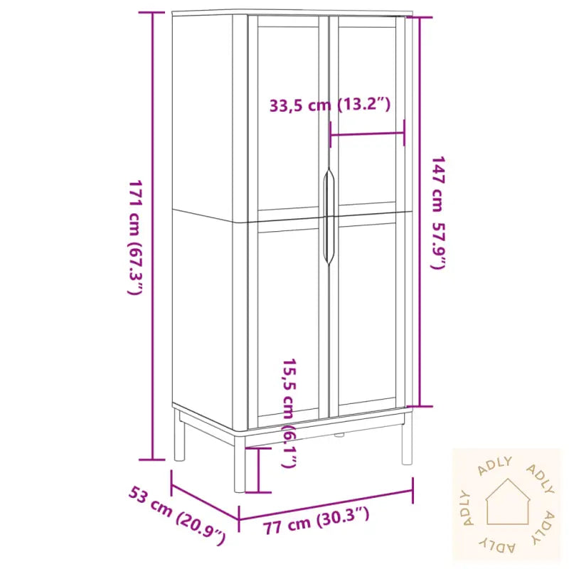 Garderobe Floro Hvit 77X53X171 Cm Heltre Furu