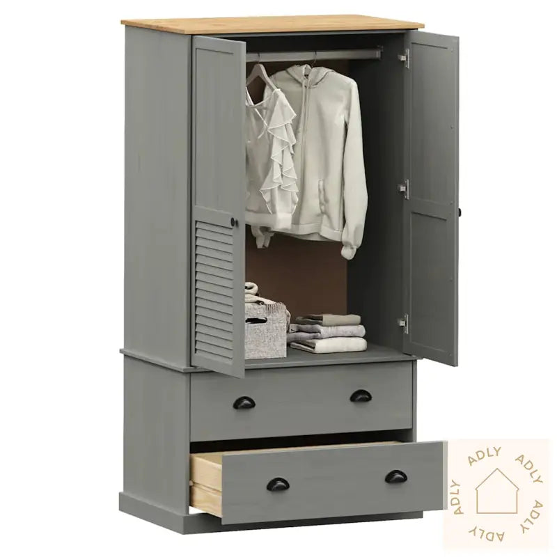 Garderobe Vigo Grå 90X55X170 Cm Heltre Furu