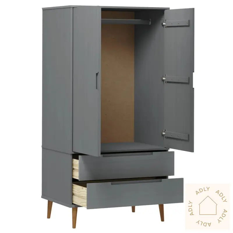 Garderobe Molde Grå 90X55X175 Cm Heltre Furu