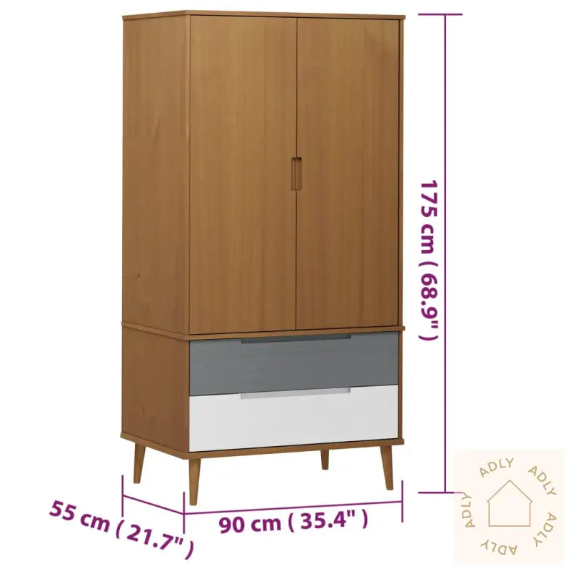 Garderobe Molde Brun 90X55X175 Cm Heltre Furu
