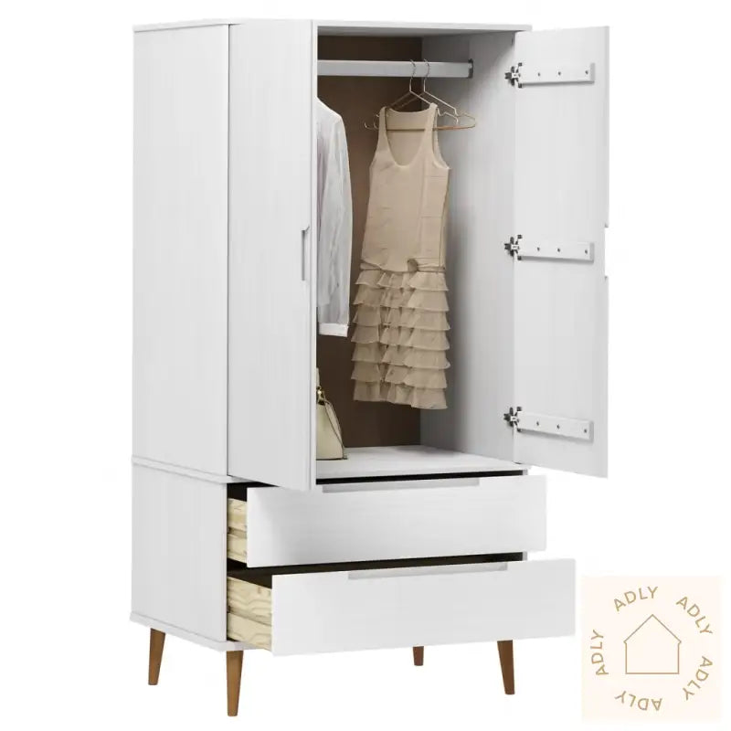 Garderobe Molde Hvit 90X55X175 Cm Heltre Furu