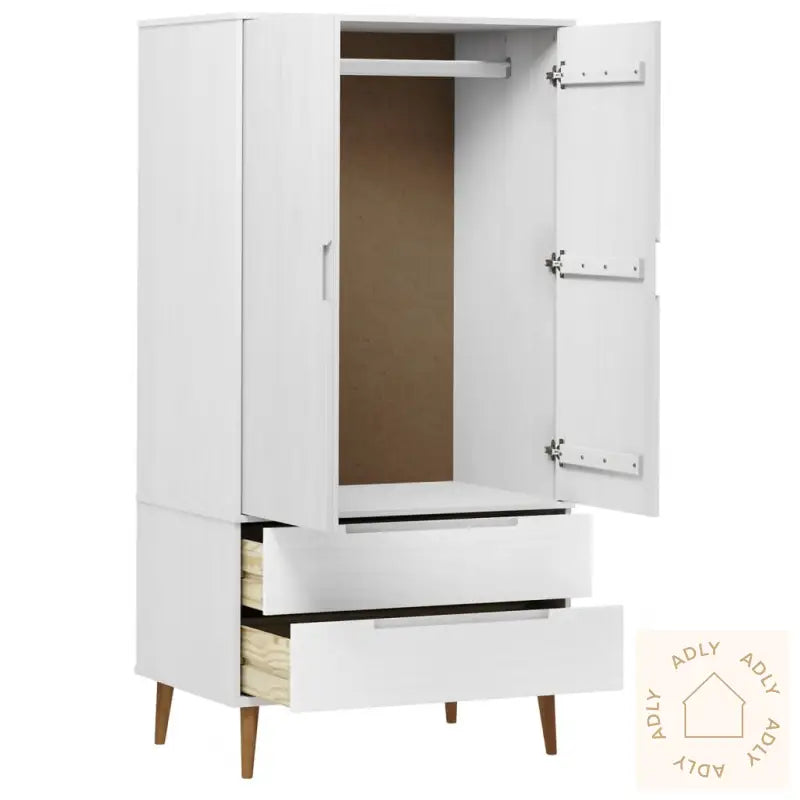 Garderobe Molde Hvit 90X55X175 Cm Heltre Furu